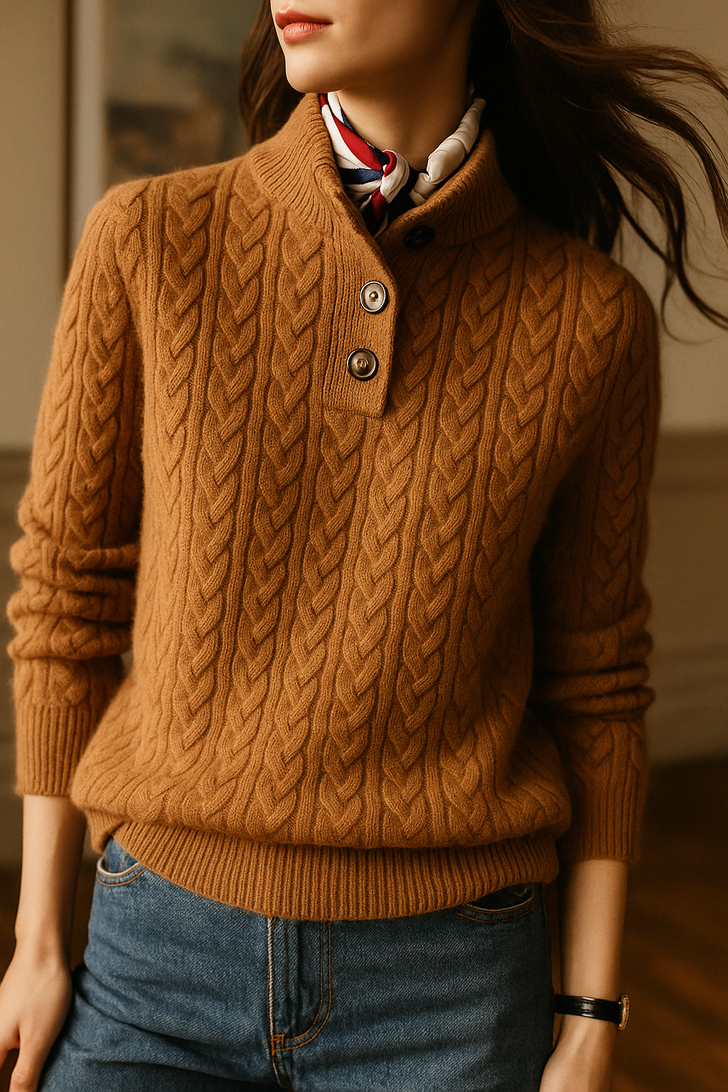 Magdalena - Women's Cable Knit Sweater - photo 5