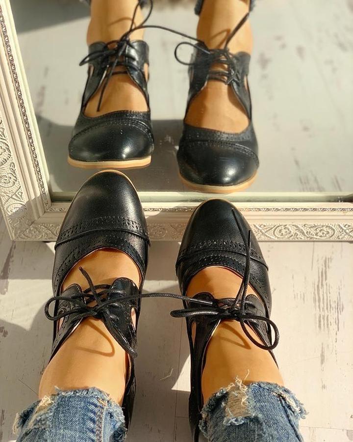 Vera - Women's Lace-up Round Shoes