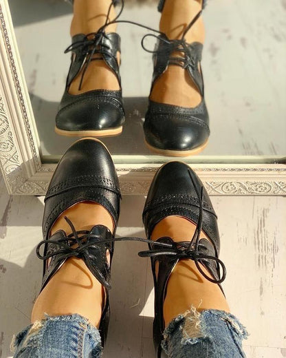 Vera - Women's Lace-up Round Shoes