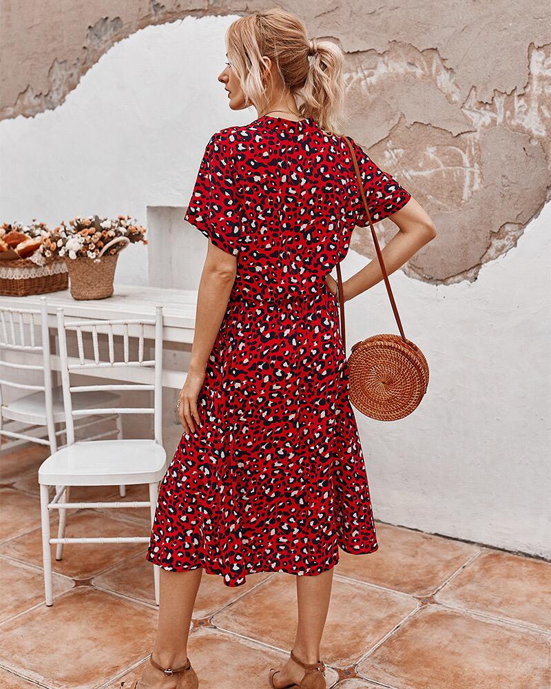 Hazel - Women's Leopard Print Midi Dress - photo 16