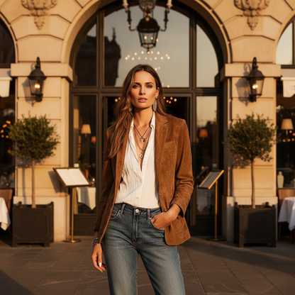 Ursula - Women's Suede Button-Down Blazer - photo 7