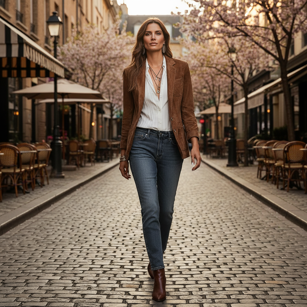 Ursula - Women's Suede Button-Down Blazer - photo 6
