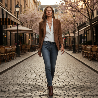 Ursula - Women's Suede Button-Down Blazer - photo 6