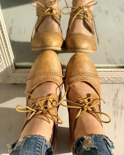 Vera - Women's Lace-up Round Shoes
