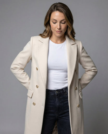 Bridget - Women's Midi Overcoat Coat - photo 3