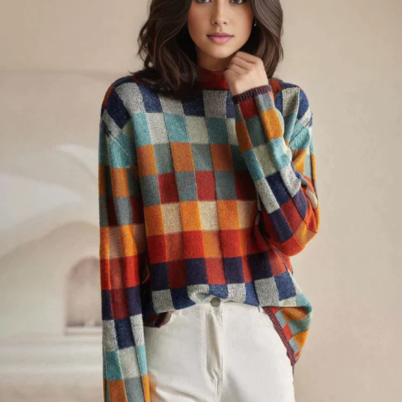 Kirsten - Women's Patchwork Knit Sweater - photo 7