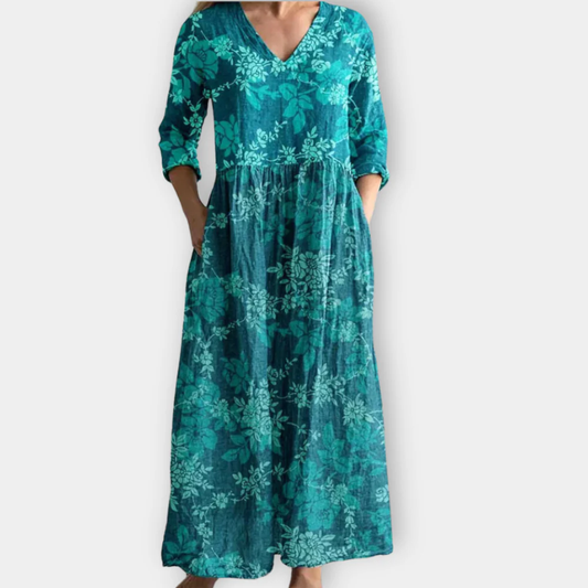 Elodie - Women's A-line Maxi V-neck Dress - photo 1
