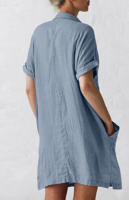 Jillian - Women's Button-Down Shirt Dress with Lapel Collar and Pockets (Plus Size Available) - photo 4