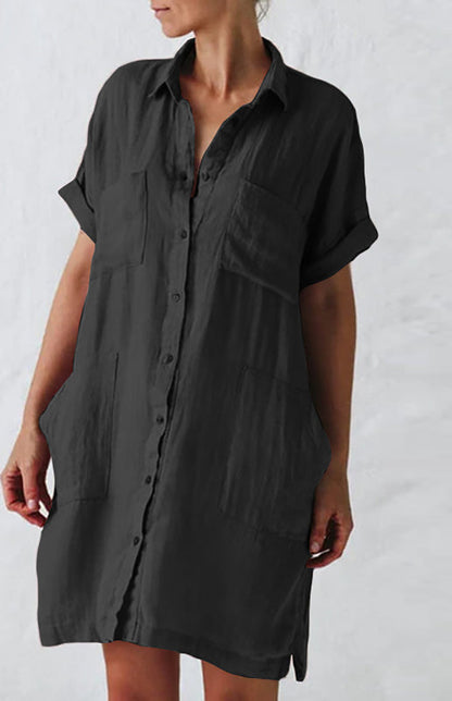 Jillian - Women's Button-Down Shirt Dress with Lapel Collar and Pockets (Plus Size Available) - photo 5