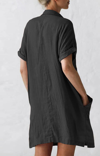 Jillian - Women's Button-Down Shirt Dress with Lapel Collar and Pockets (Plus Size Available) - photo 6