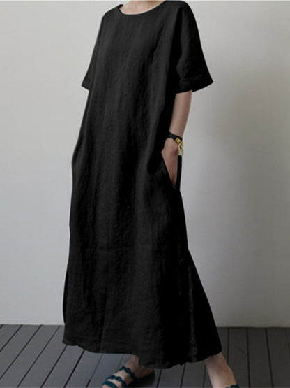 Nell - Women's Loose Dress with Belt and Side Slit (Plus Size Available) - photo 3