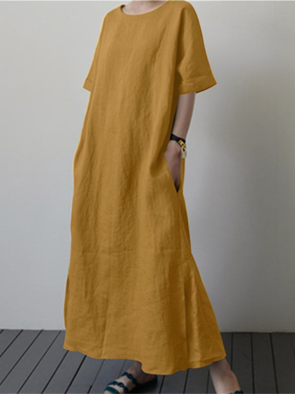 Nell - Women's Loose Dress with Belt and Side Slit (Plus Size Available) - photo 5