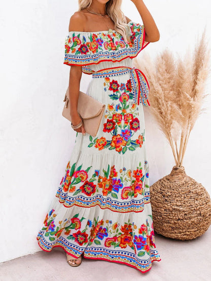 Ava - Women's Maxi Dress with Floral Print and Ruffled Details - photo 5