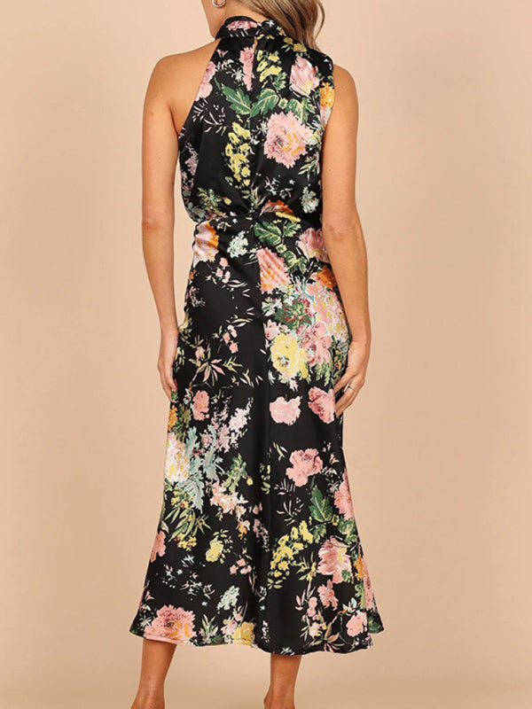 Pauline - Women's Halter Neck Midi Dress with Floral Print - photo 12