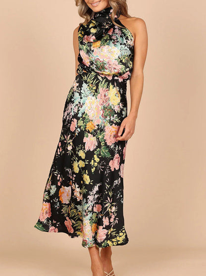 Pauline - Women's Halter Neck Midi Dress with Floral Print - photo 13