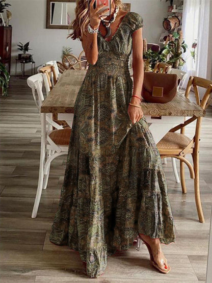 Kiara - Women's Bohemian Maxi Dress with Paisley Print and Smocked Waist - photo 8