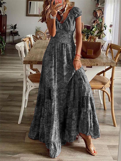 Kiara - Women's Bohemian Maxi Dress with Paisley Print and Smocked Waist - photo 5