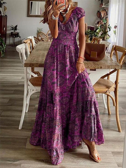 Kiara - Women's Bohemian Maxi Dress with Paisley Print and Smocked Waist - photo 7