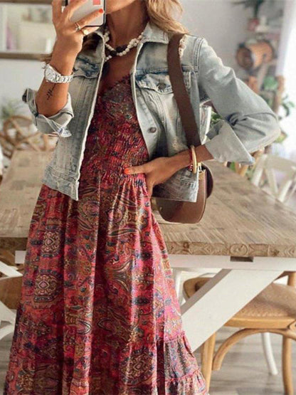 Kiara - Women's Bohemian Maxi Dress with Paisley Print and Smocked Waist - photo 4