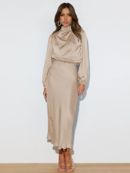 Jocelyn - Women's High Neck Maxi Dress with Long Sleeves - photo 1