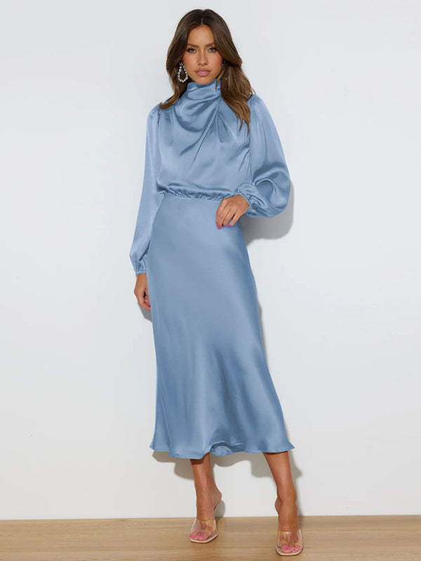 Jocelyn - Women's High Neck Maxi Dress with Long Sleeves - photo 5