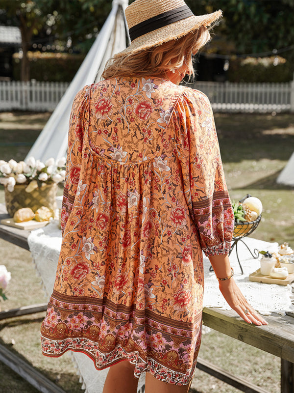 Ayla - Women's Bohemian Floral Print Mini Dress - photo 15