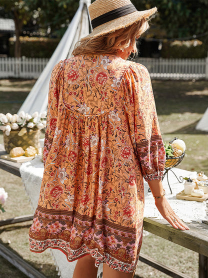 Ayla - Women's Bohemian Floral Print Mini Dress - photo 15