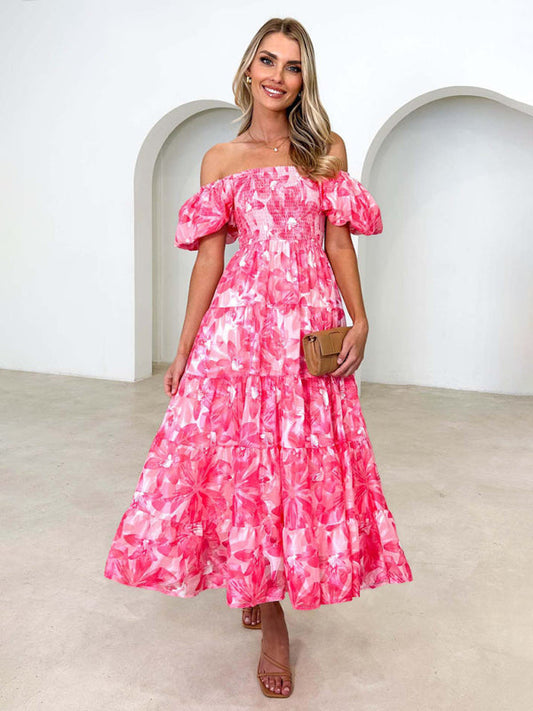 Abby - Women's Off-Shoulder Maxi Dress with Smocked Bodice and Floral Print - photo 2
