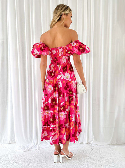 Abby - Women's Off-Shoulder Maxi Dress with Smocked Bodice and Floral Print - photo 15