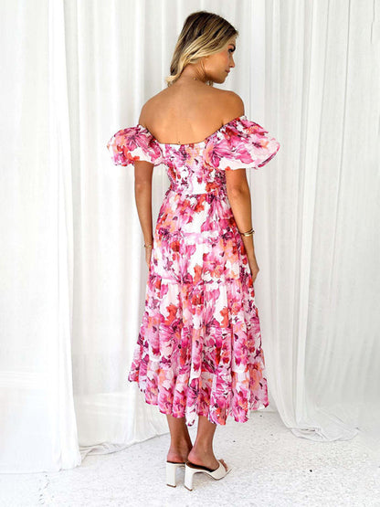Abby - Women's Off-Shoulder Maxi Dress with Smocked Bodice and Floral Print - photo 22