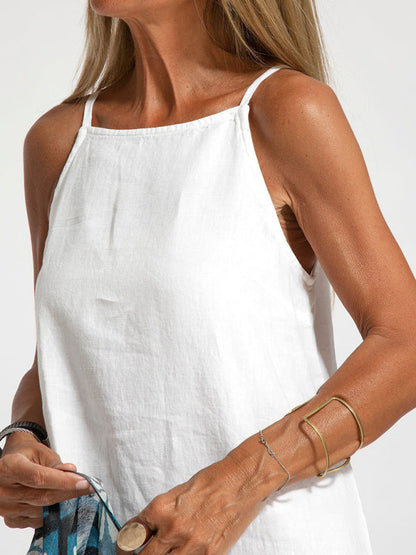 Eve - Women's Halter Maxi Dress with Side Slit and Cotton Linen Blend - photo 10