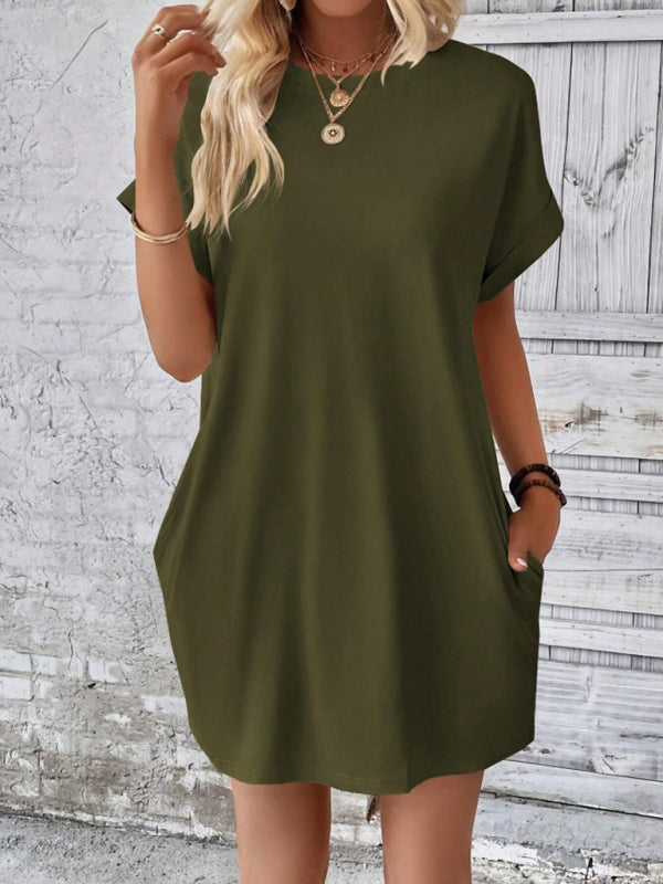 Aspen - Women's Loose Fit Pocket Dress with Round Neck and Short Sleeves - photo 13