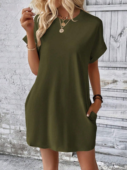 Aspen - Women's Loose Fit Pocket Dress with Round Neck and Short Sleeves - photo 14