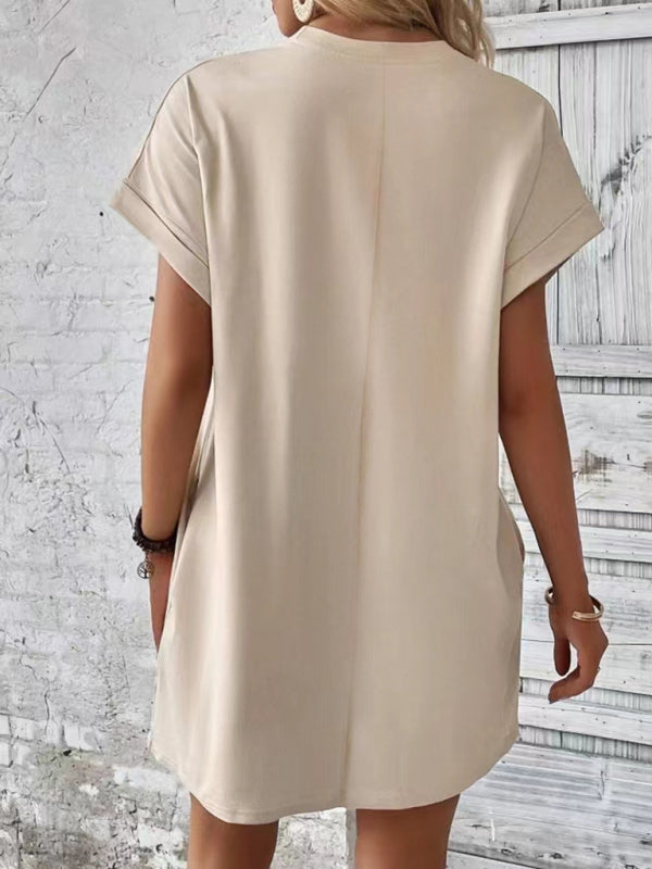 Aspen - Women's Loose Fit Pocket Dress with Round Neck and Short Sleeves - photo 7