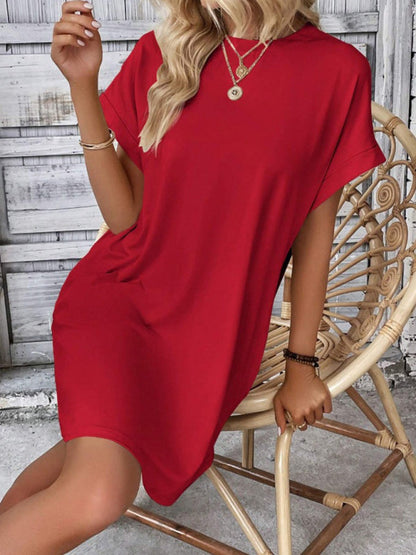 Aspen - Women's Loose Fit Pocket Dress with Round Neck and Short Sleeves - photo 5