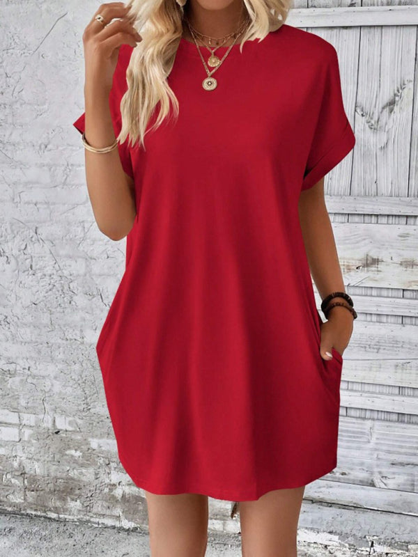 Aspen - Women's Loose Fit Pocket Dress with Round Neck and Short Sleeves - photo 3