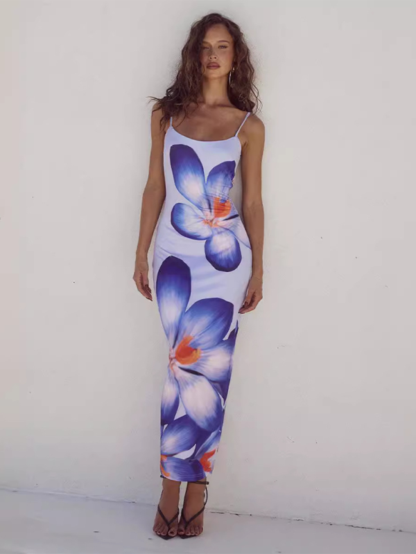 Paloma - Women's Floral Print Bodycon Dress with Spaghetti Straps - photo 11
