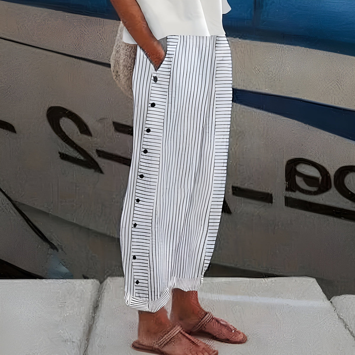 Isadora - Women's Long Striped Trousers - photo 12