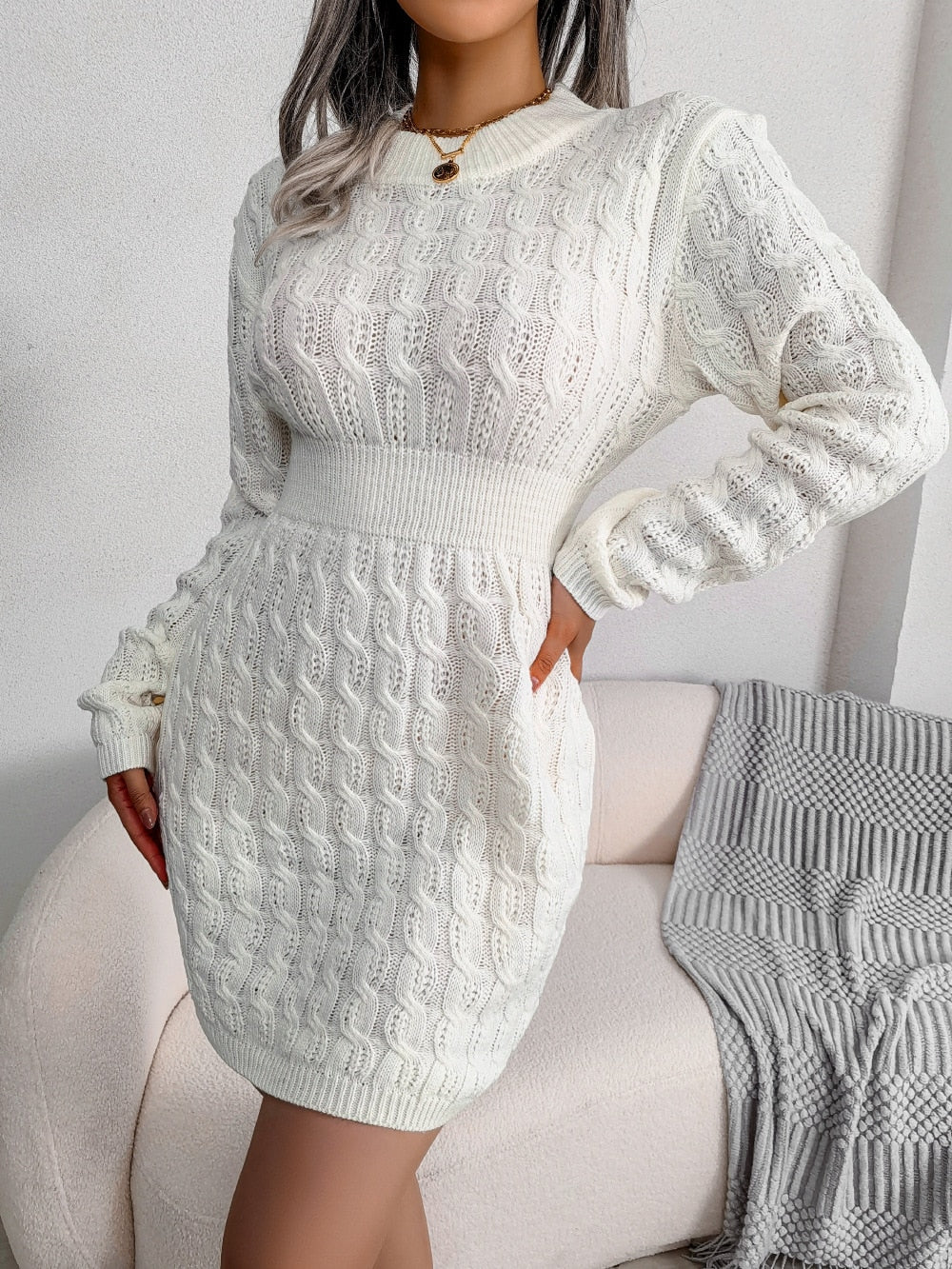 Lisbeth - Women's Mini Knit Dress - photo 3