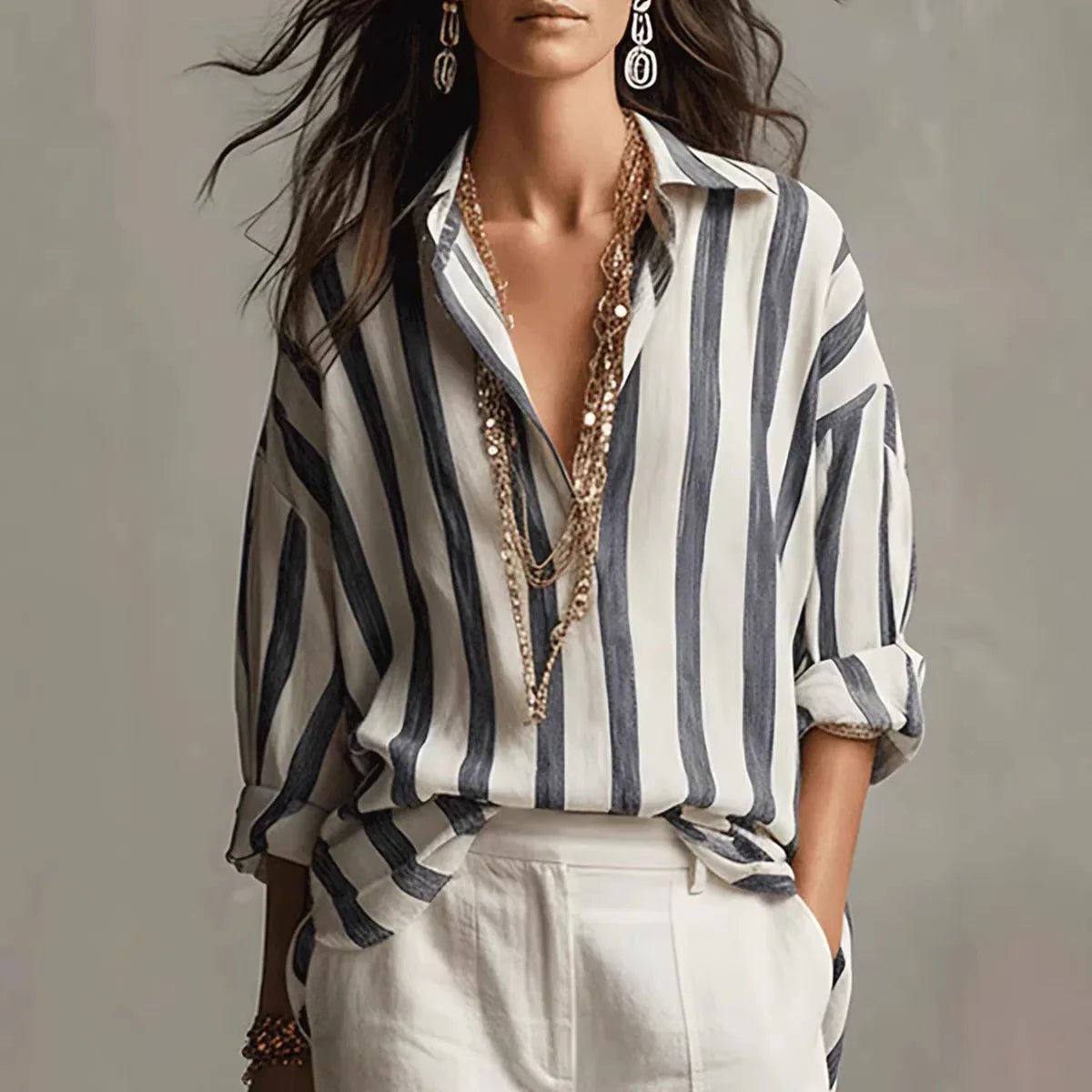 Clemence - Women's Vertical Striped Blouse - photo 1