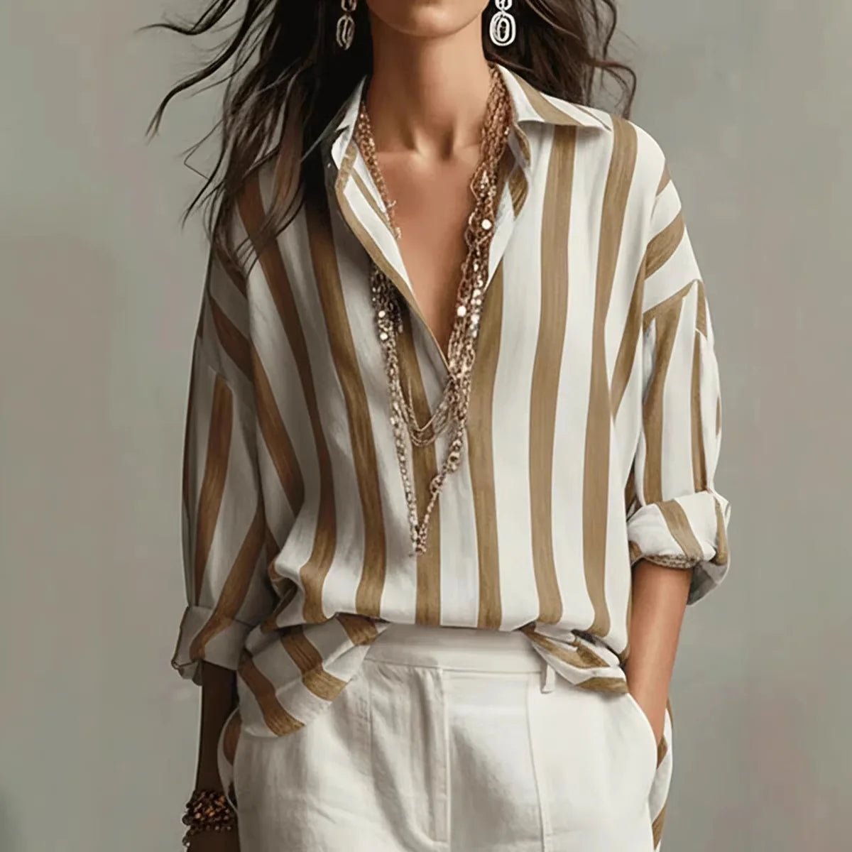 Clemence - Women's Vertical Striped Blouse - photo 2