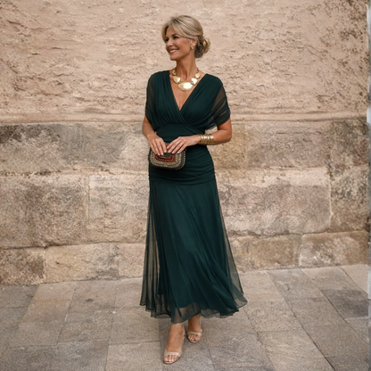 Cleo - Women's Gathered V-Neck Dress - photo 1