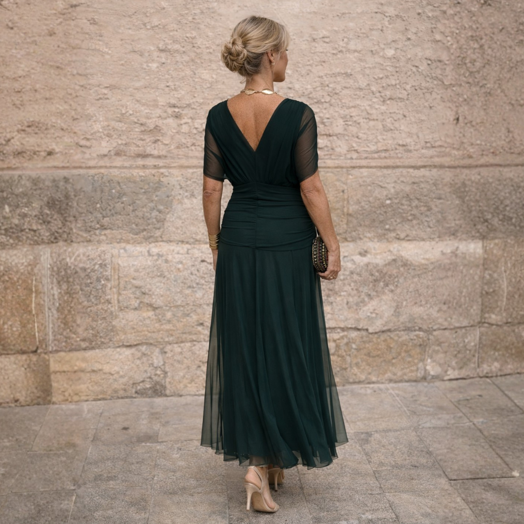 Cleo - Women's Gathered V-Neck Dress - photo 11