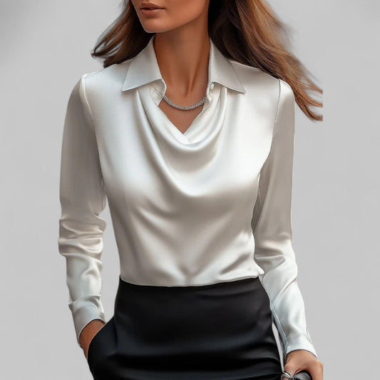 Delia - Women's Silk Long Blouse - photo 1