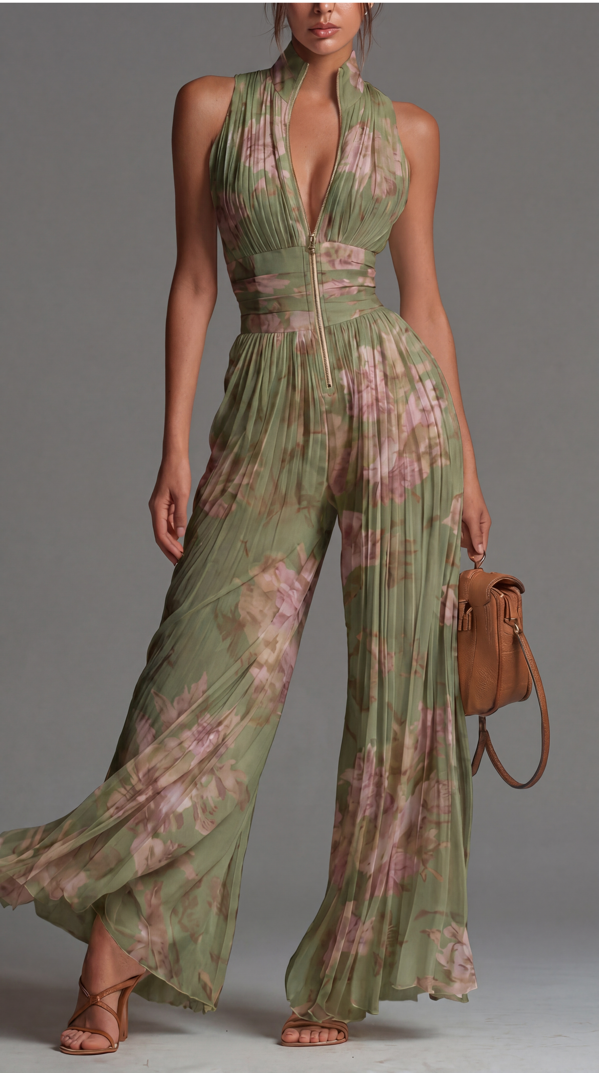 Ondine - Women's Floral Pleated Outfit Set - photo 1