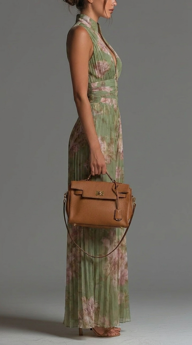 Ondine - Women's Floral Pleated Outfit Set - photo 2