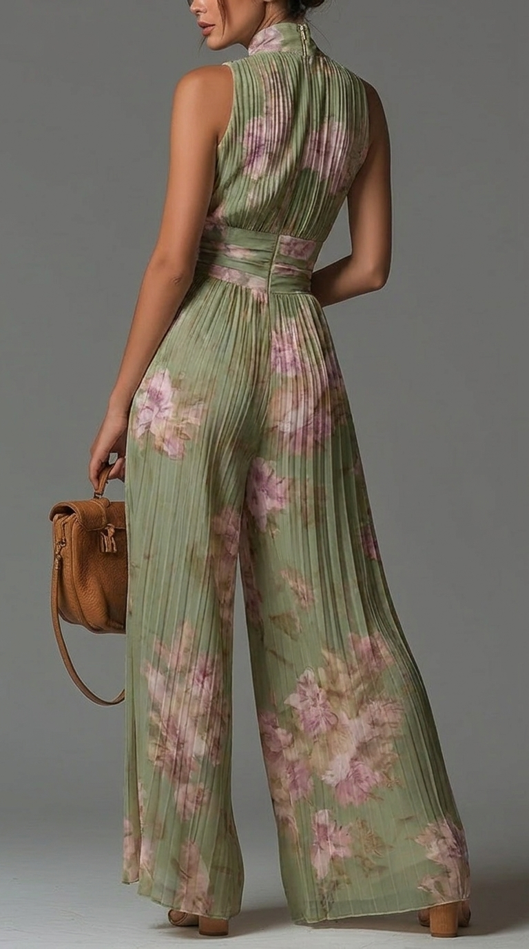 Ondine - Women's Floral Pleated Outfit Set - photo 3