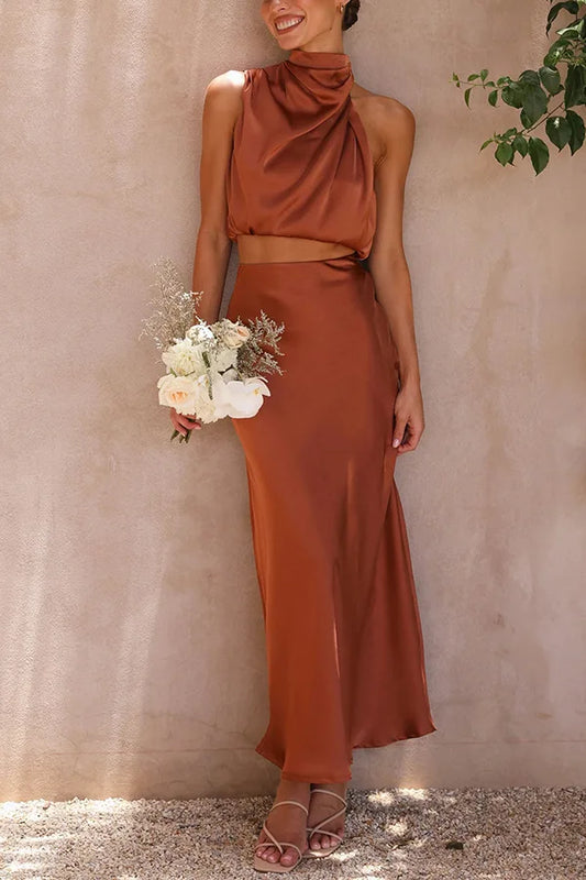Nerissa - Women's Draped Maxi Two-Piece Set - photo 1