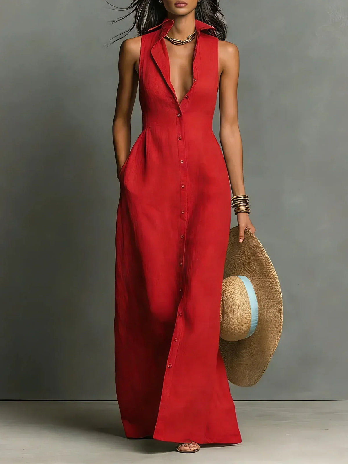 Zora - Women's Sleeveless Collared Dress - photo 1