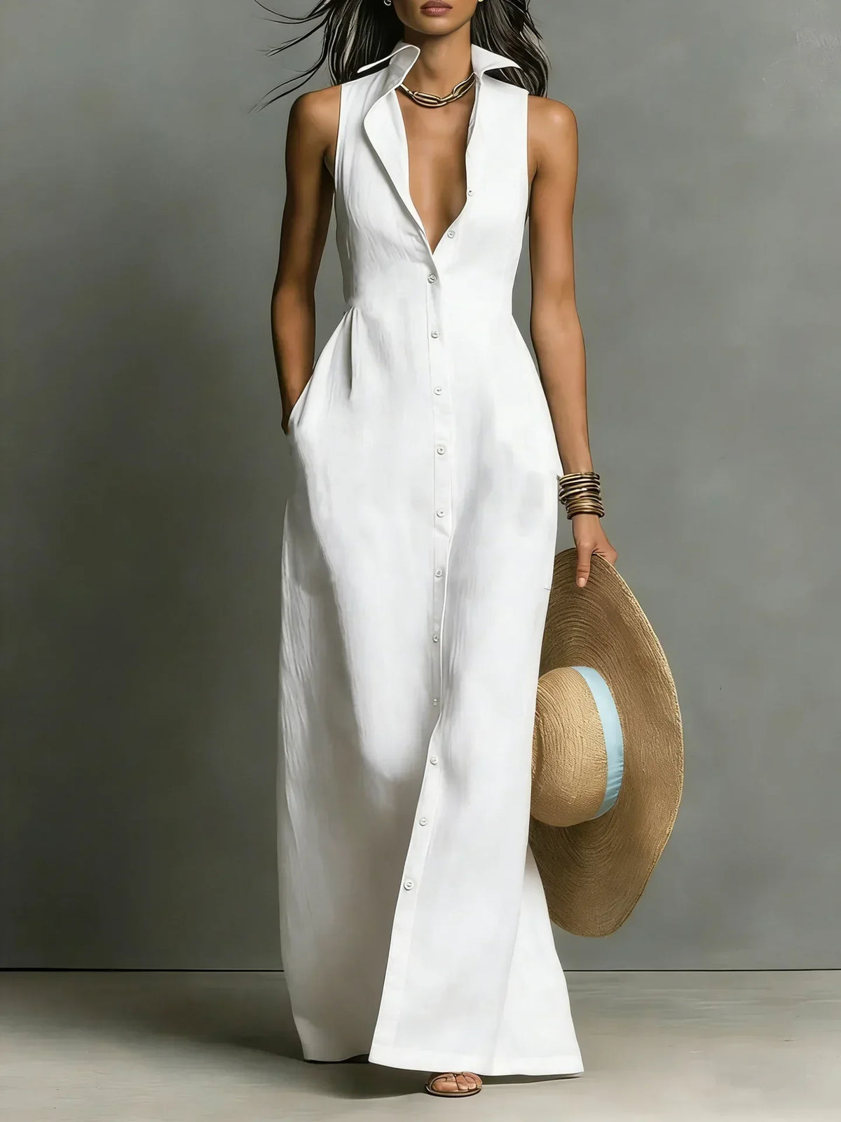 Zora - Women's Sleeveless Collared Dress - photo 4
